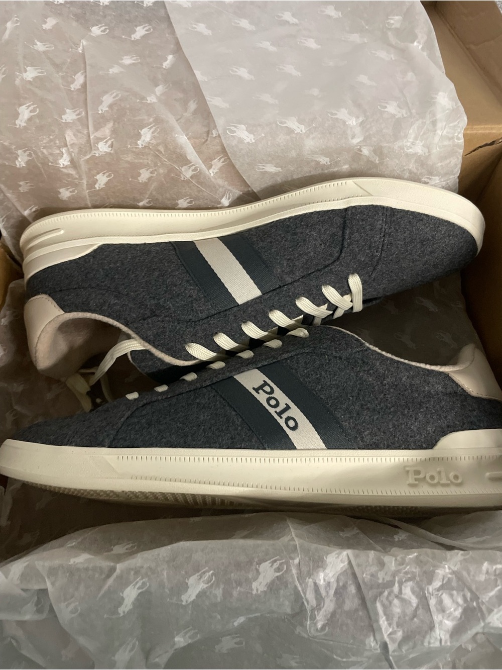 Polo by Ralph Lauren Gray and White Athletic Sneakers